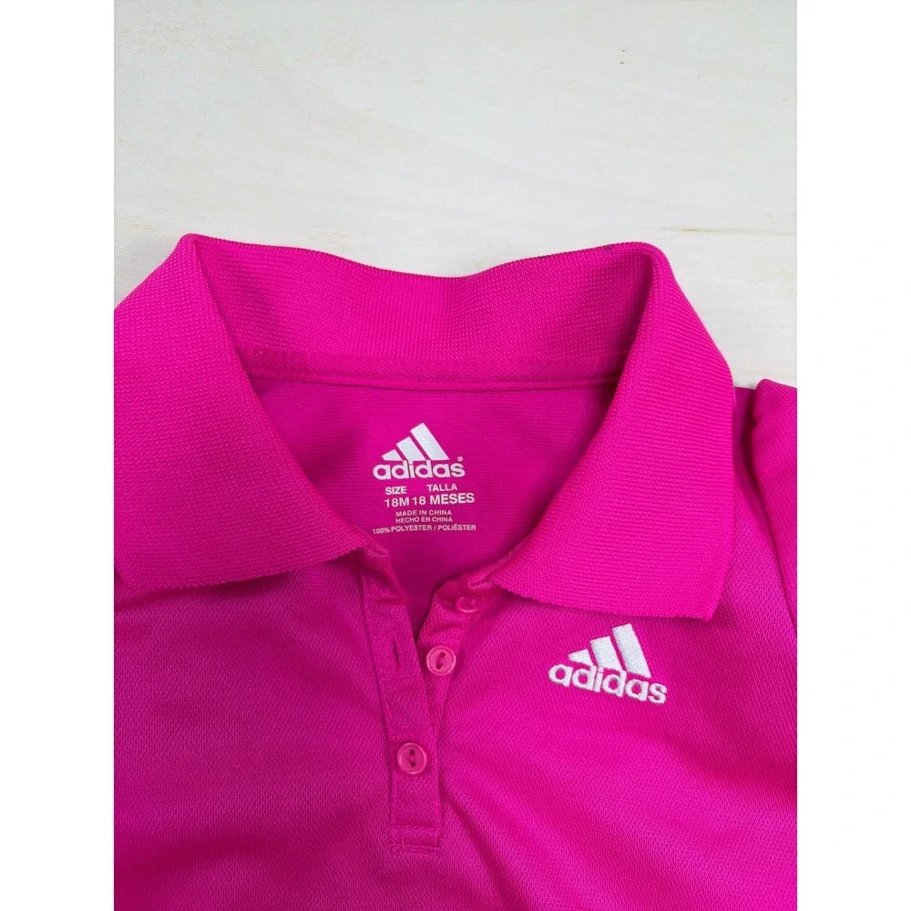 Adidas Baby Girls Pink Ruffle Polo Dress 18M Toddler Athletic Short Sleeve